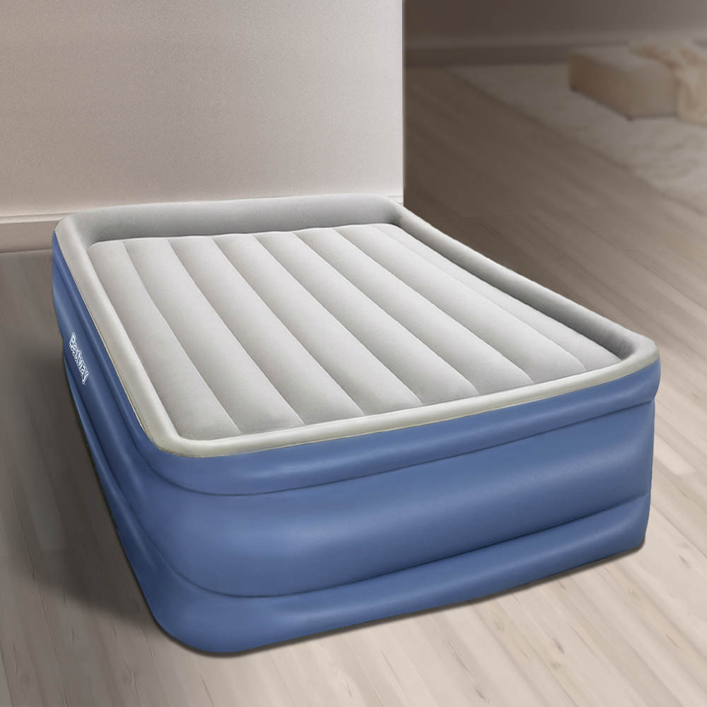TEMU Air Mattress Queen Inflatable Bed 56cm Airbed 56cm Blue