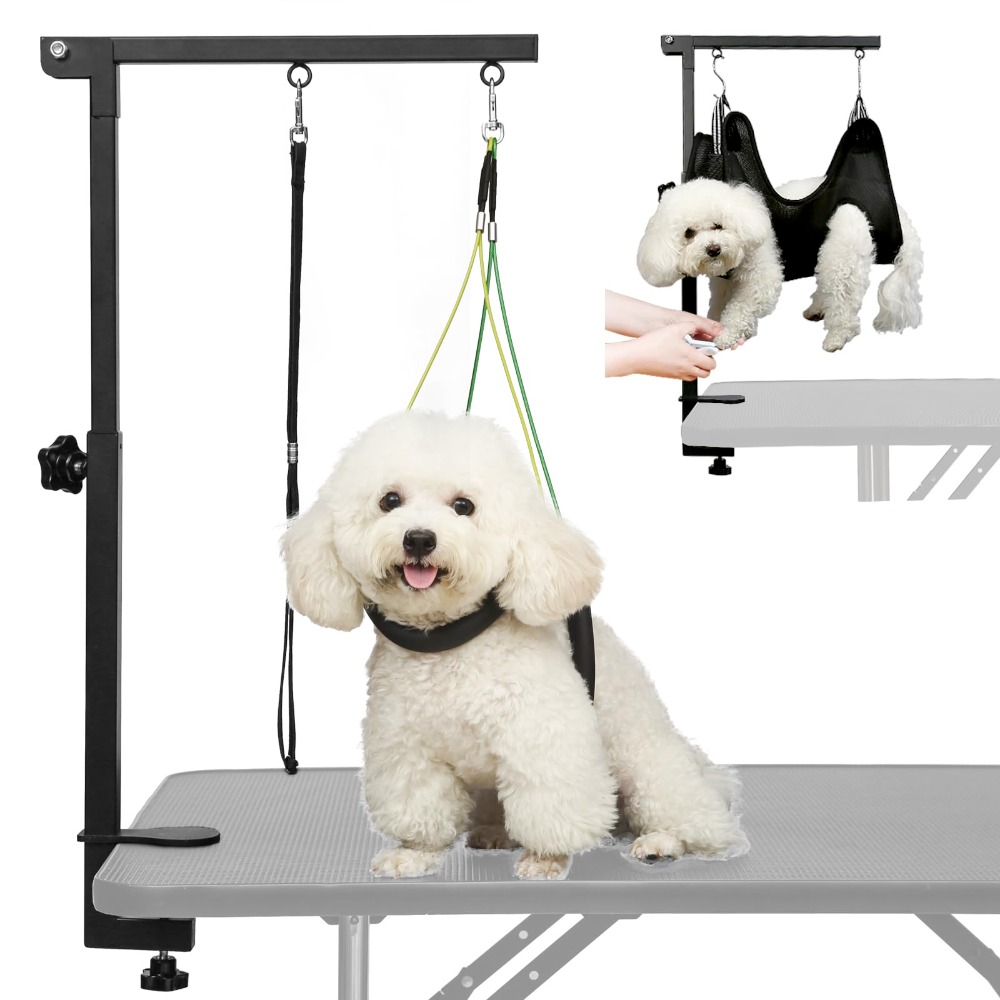 TEMU Dog Grooming Arm With Loop & No-sit Haunch Holder – Adjustable Foldable Grooming Table Arm For Small & Medium Dogs (up To 30 Lbs)