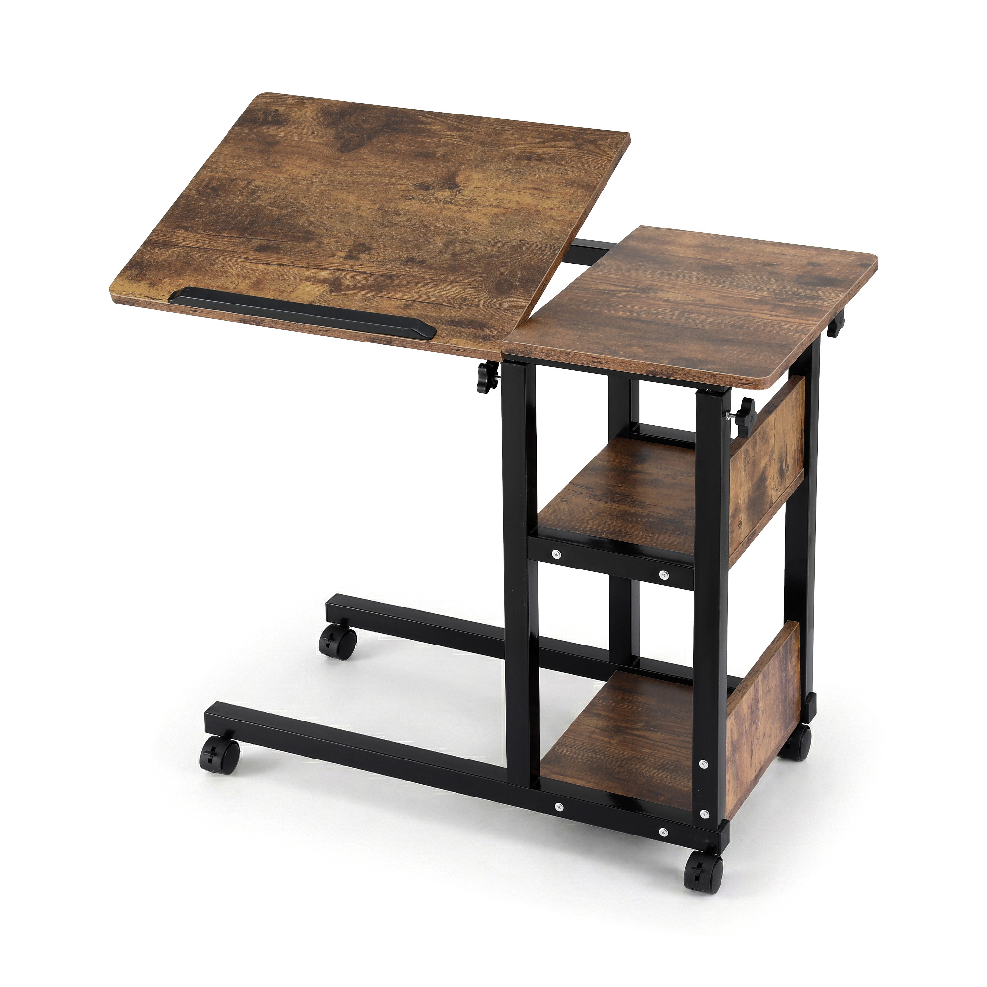 TEMU Artiss 3 Tier Adjustable Laptop Desk Tiltable Mobile Side Table Wheels