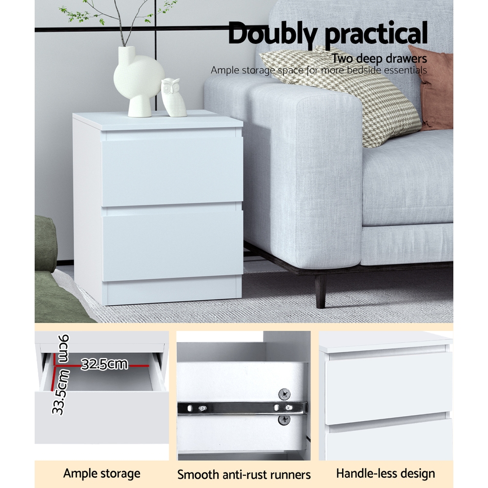   2x bedside table drawers side end table storage cabinet nightstand white Product details 6