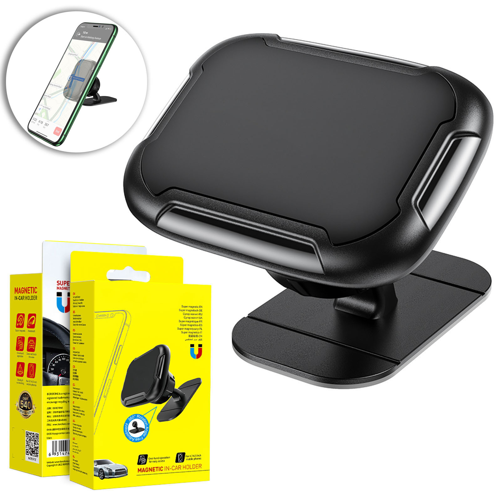 TEMU Universal Center Console Dashboard Mobile Phone Holder (black)