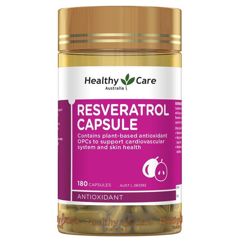 Healthy Care Resveratrol Capsules - Rich in Antioxidants - 180 Capsules