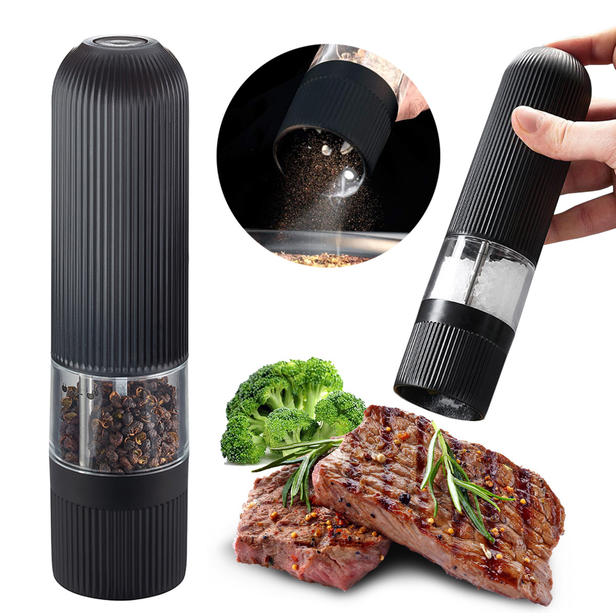 TEMU Electric Salt And Pepper Grinder Tool, Automatic Grinder, Salt And Pepper Grinder With 140ml Large Capacity, Salt And Pepper Shakers Electric
