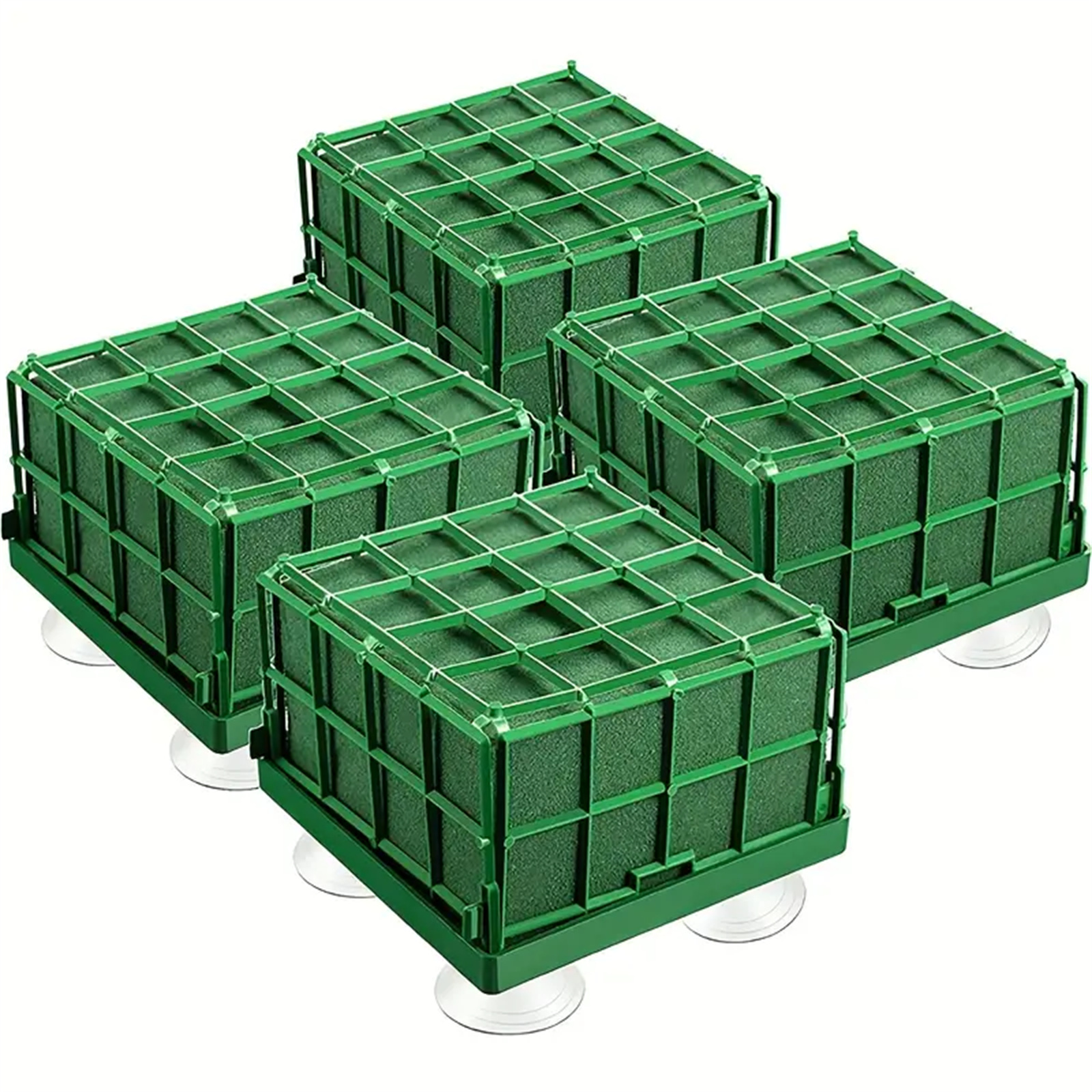 TEMU [4pcs Square Flower Foam Blocks With Suction Cups] 4-pack Square Flower Foam Blocks With Suction Cups, Synthetic Resin Floral Foam For Wedding