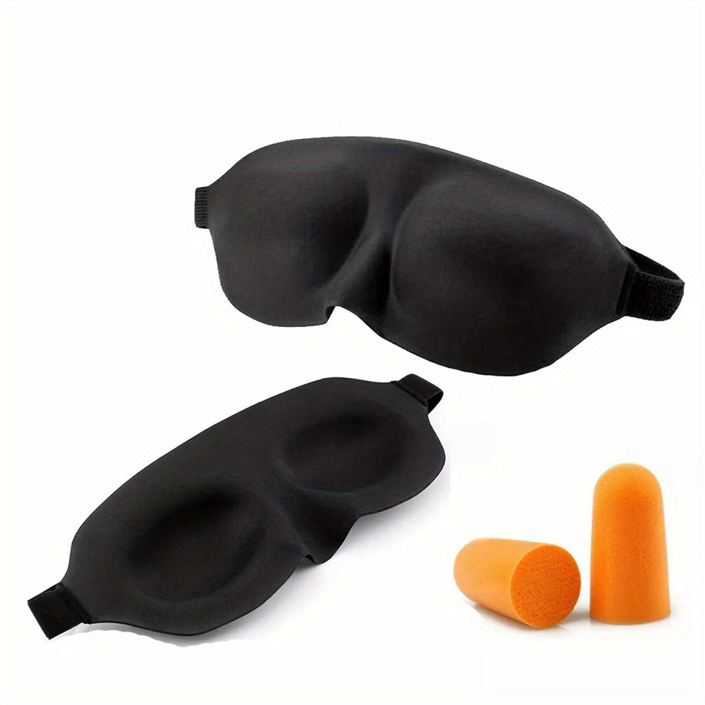2 PCS 3D Stereoscopic Eye Mask with Earplugs Washable Sleep Headphones for Side Sleepers Travel Relax Cover Light Blind Comfortable Sleep Aid Soothing Relaxation