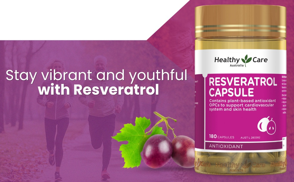 Healthy Care Resveratrol Capsules - Rich in Antioxidants - 180 Capsules