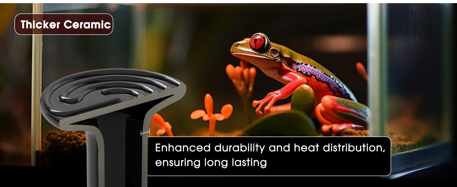 Multi-Size Reptile Ceramic Heat Lamp + Holder Set 250W/150W/100W - Explosion-Proof & Anti-Scald Design, No-Light Constant Temperature Heating, Quiet Non-Disturbing Sleep, High-Temp Resistant Lamp Base, Fit for Lizards/Snakes/Tortoises & All Terrariums, Professional Reptile Heating Essential