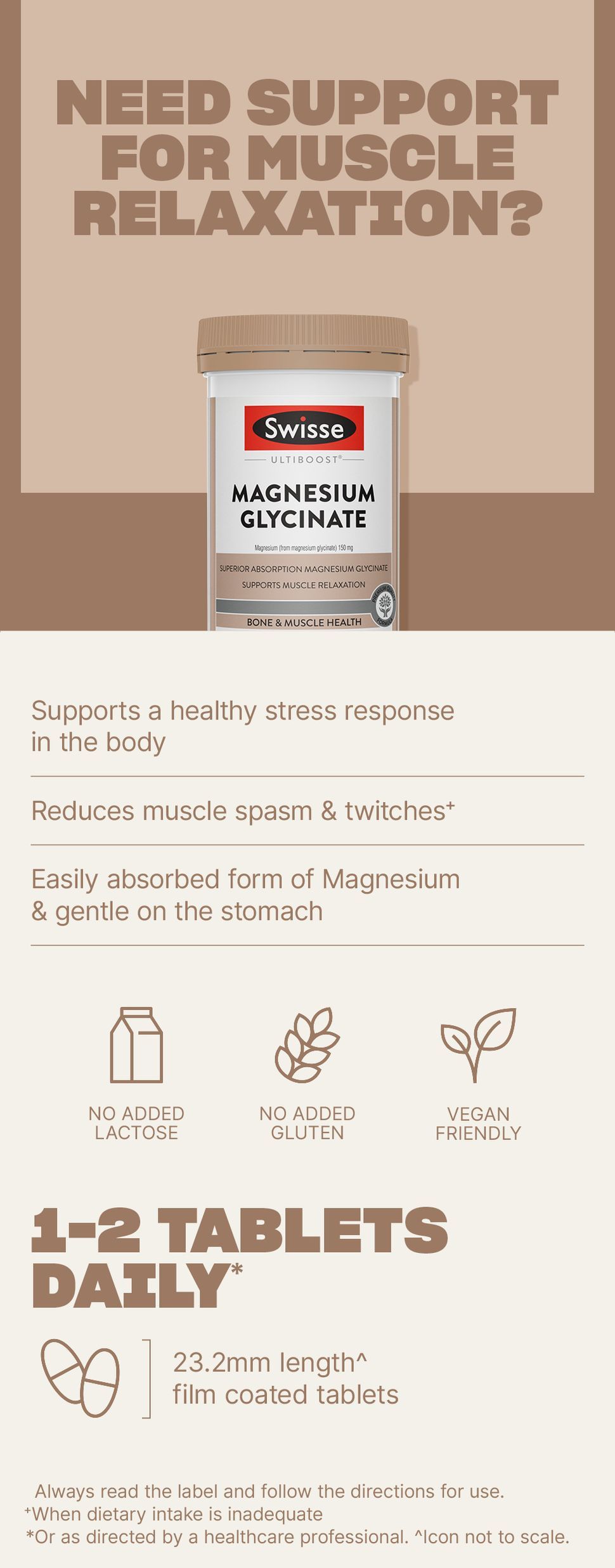 Swisse Ultiboost Magnesium Glycinate 60 Tablets