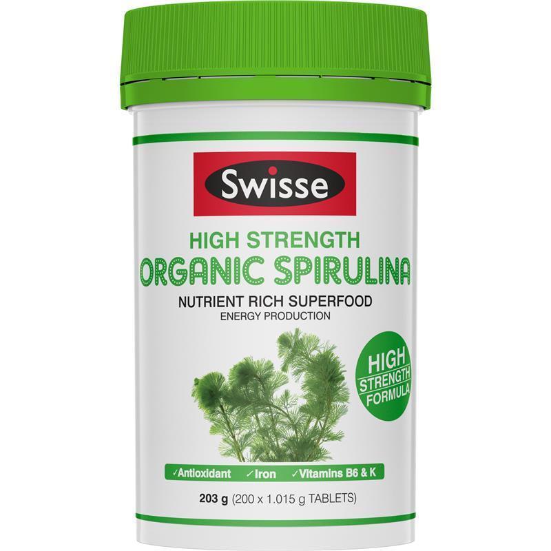 Swisse High Strength Organic Spirulina - 200 Tablets