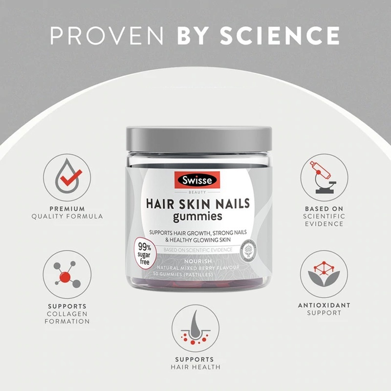 Swisse Beauty Hair Skin Nails Gummies - With Biotin, Zinc- 50 Pac