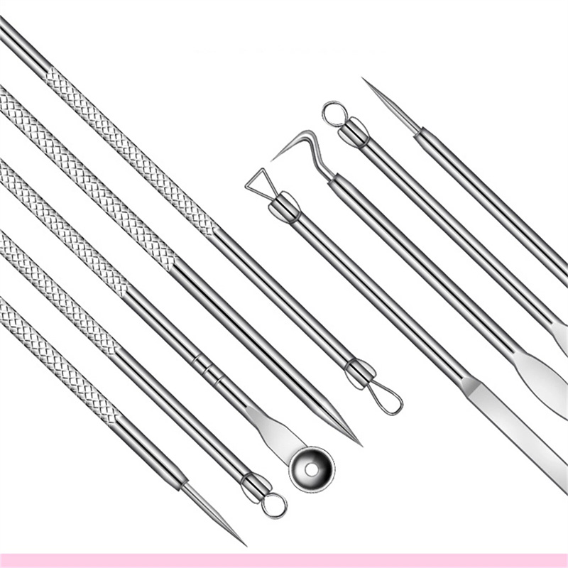 9pcs set Blackhead Remover Comedone Extractor, Curved Blackhead Tweezers Kit, Professional Stainless Pimple Acne Blemish Removal Tools Kit