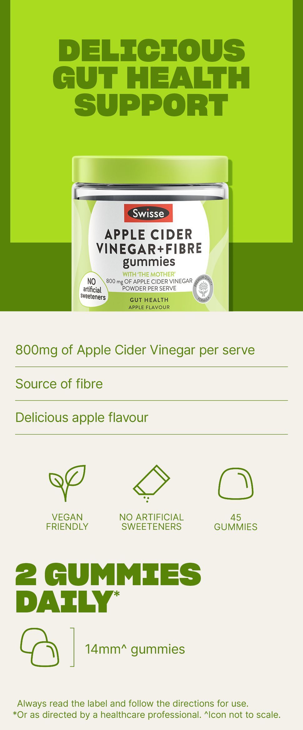 Swisse Apple Cider Vinegar & Fibre Gummies 45 Pack