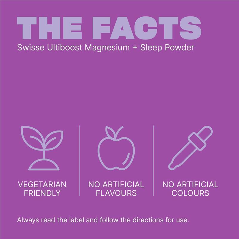 Swisse Ultiboost Magnesium + Sleep Powder - Formulated with a Blend of Magnesium Glycinate & Citrate - 180G