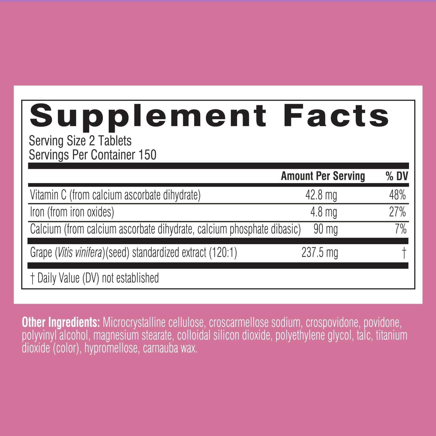 Swisse Ultiboost Grape Seed Supplement | Promotes Skin Health & Collagen Production | Improves Circulation & Potent Antioxidant & Vitamin C