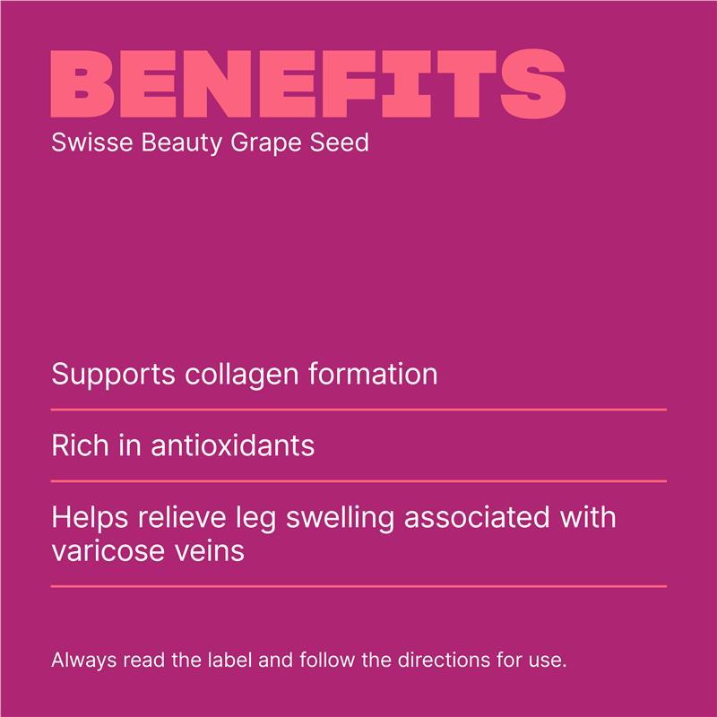 Swisse Ultiboost Grape Seed Supplement | Promotes Skin Health & Collagen Production | Improves Circulation & Potent Antioxidant & Vitamin C