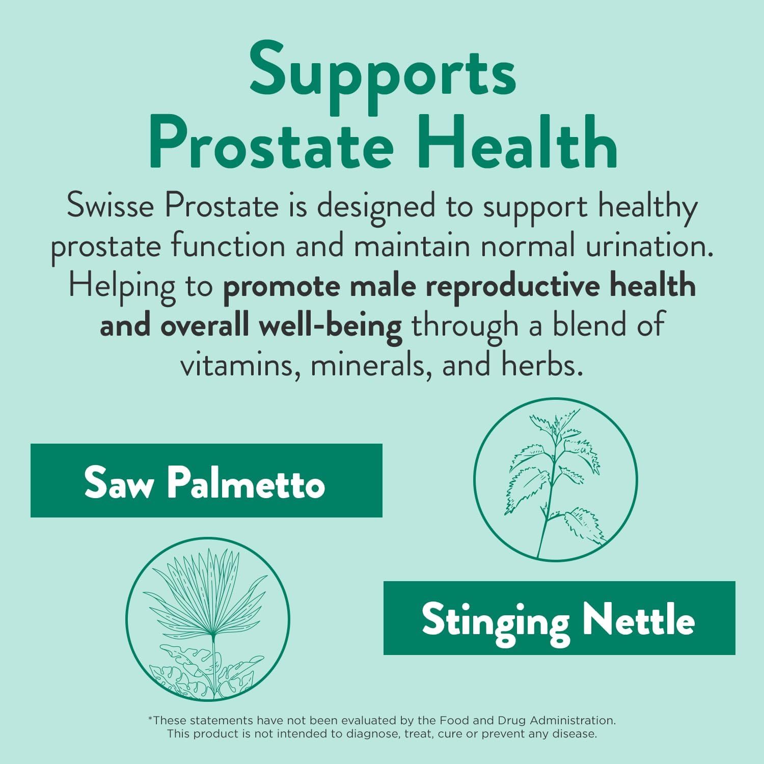 Swisse Ultiboost Prostate Supplement for Men | Supports Prostate Function & Male Reproductive Health | Zinc, Selenium, Saw Palmetto & Stinging Nettle | 50 Tablets