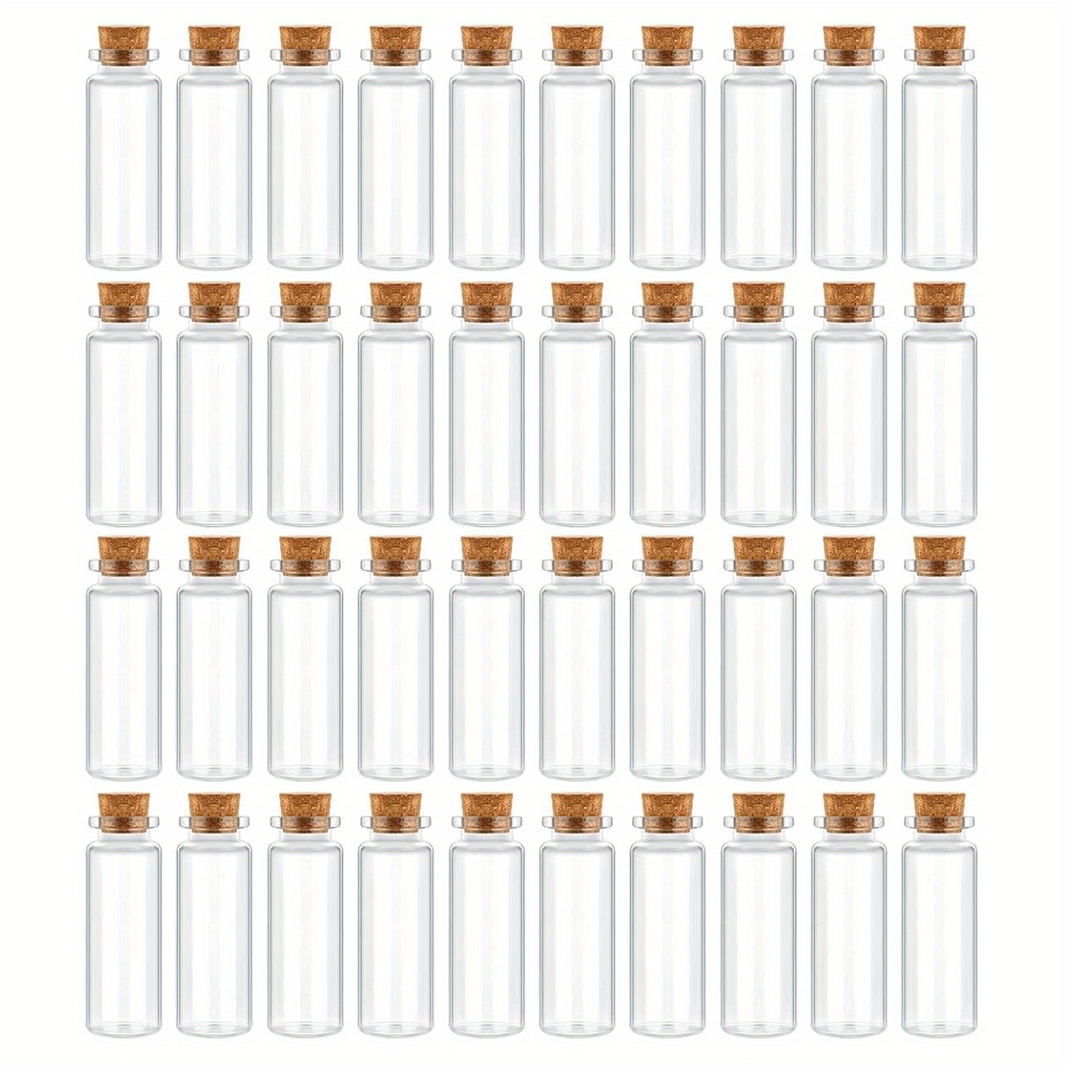 TEMU 160pcs 40ml Empty Small Glass Bottles With Cork Stoppers Bulk Tiny Clear Vials Transparent Glass Vials Miniature Glass Jars With Cork Lids Cork