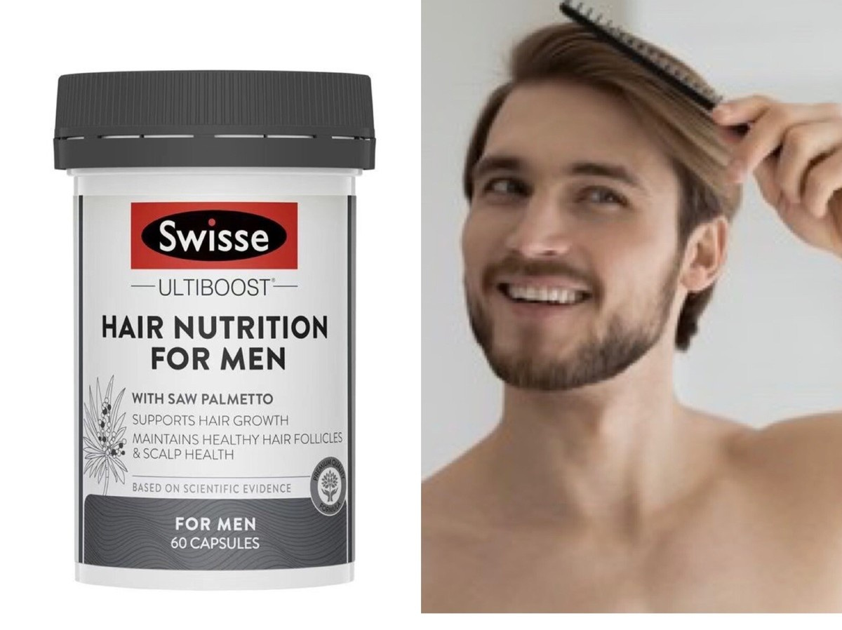 Swisse Ultiboost Hair Nutrition For Men - with Biotin To Maintain Scalp Health & Support Hair Growth - 60 Capsules