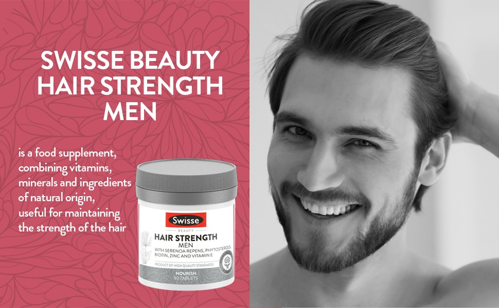 Swisse Ultiboost Hair Nutrition For Men - with Biotin To Maintain Scalp Health & Support Hair Growth - 60 Capsules