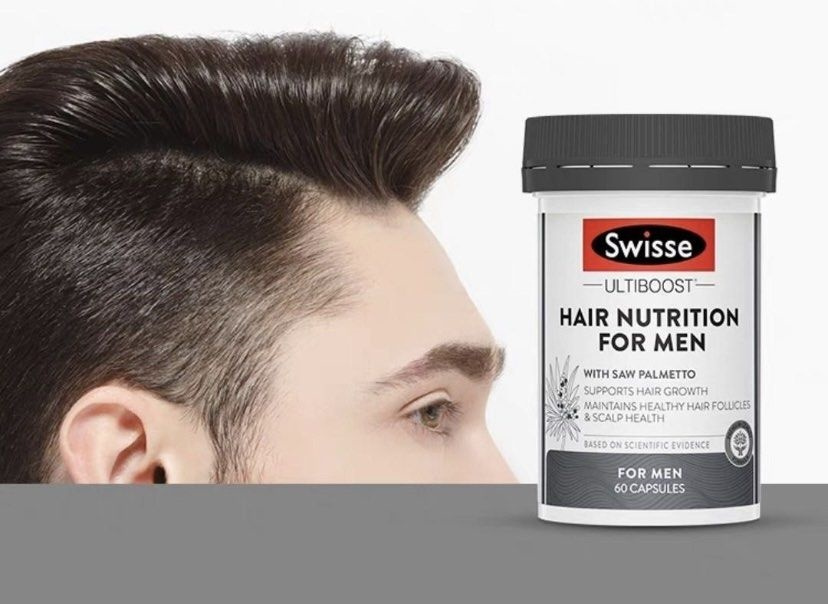 Swisse Ultiboost Hair Nutrition For Men - with Biotin To Maintain Scalp Health & Support Hair Growth - 60 Capsules
