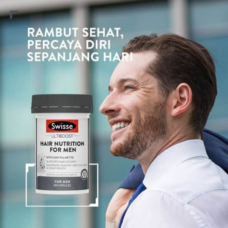 Swisse Ultiboost Hair Nutrition For Men - with Biotin To Maintain Scalp Health & Support Hair Growth - 60 Capsules