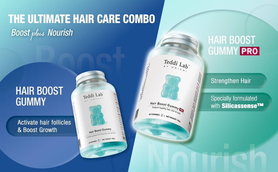 Unichi Hair Boost Gummy PRO Australian Limited Edition, Scientifically Formulated with Exclusive Ingredient Silicassense™, Biotin, Zinc, Vitamin A, B5, B6, C & E