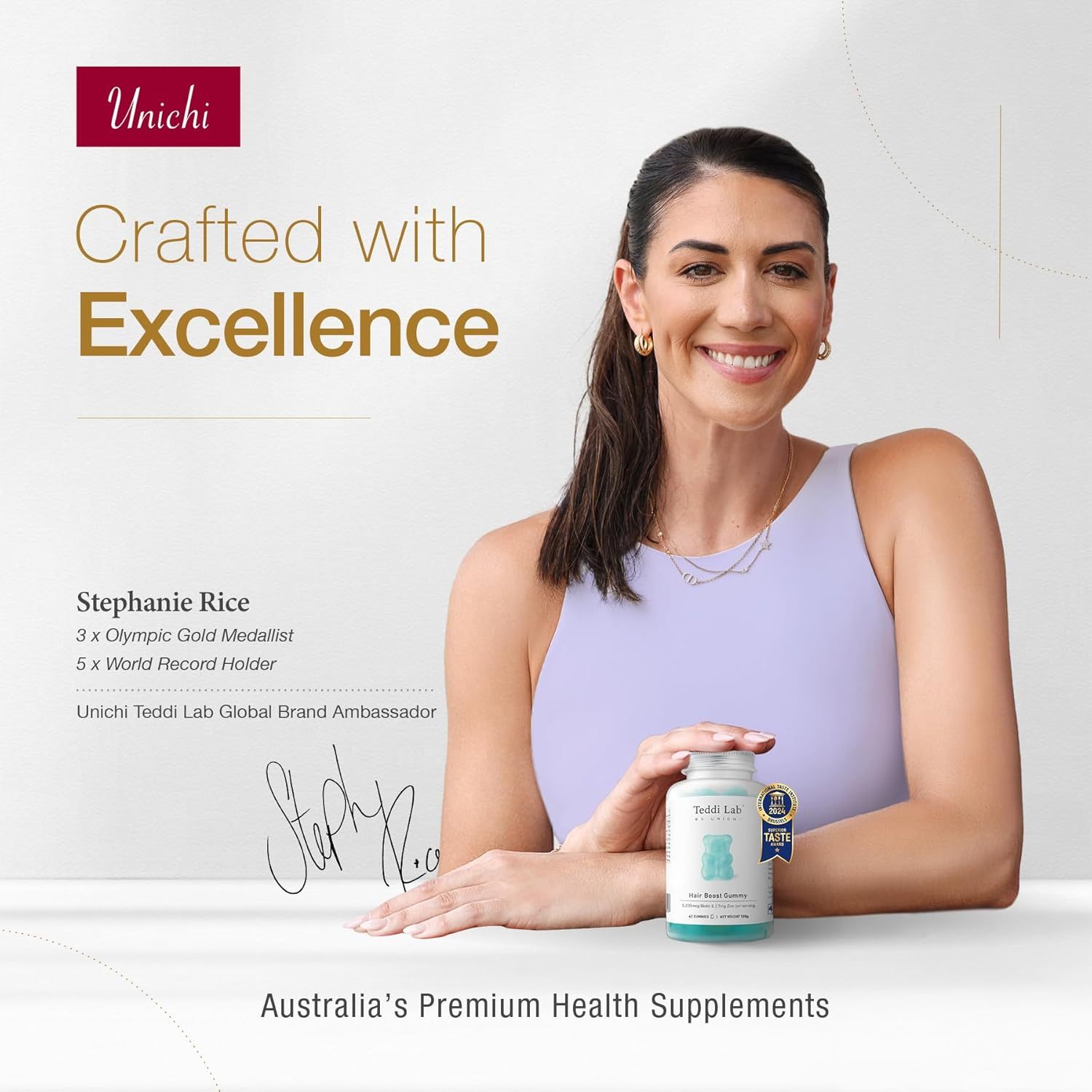 Unichi Hair Boost Gummy PRO Australian Limited Edition, Scientifically Formulated with Exclusive Ingredient Silicassense™, Biotin, Zinc, Vitamin A, B5, B6, C & E