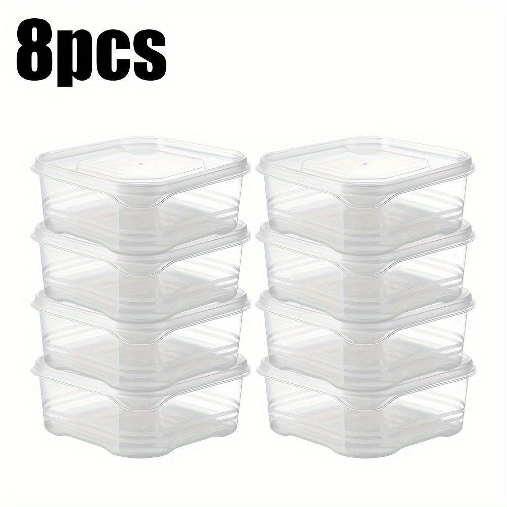 TEMU 8pcs Leak-proof Reusable Food Storage Containers With Lids – Transparent Plastic Sealed Boxes For Meat, Fruits, Vegetables, And Sauces – Freezer