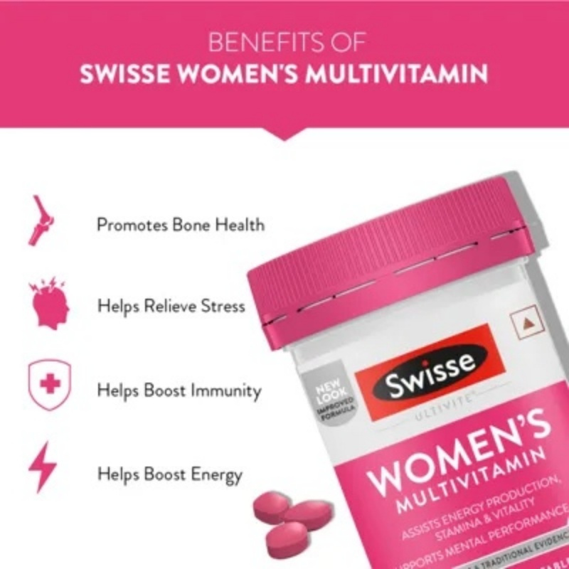 Swisse Ultivite Women's Multivitamin - with Folic Acid, Biotin & Iron to Support Energy, Immunity and Hair Health