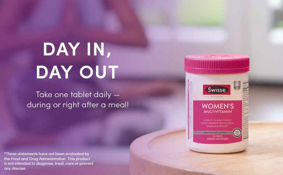 Swisse Ultivite Women's Multivitamin - with Folic Acid, Biotin & Iron to Support Energy, Immunity and Hair Health