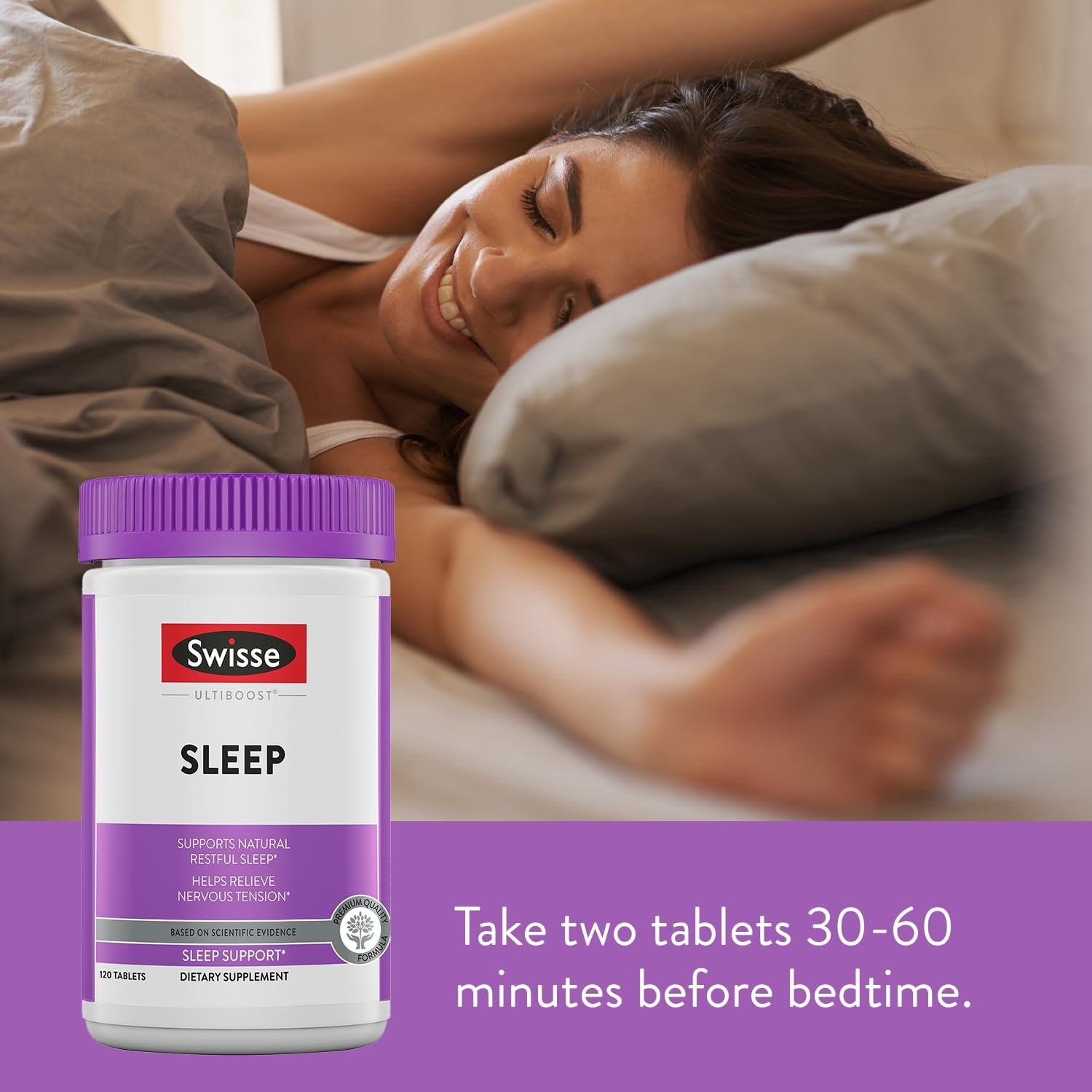 Swisse Ultiboost Sleep with Magnesium and Valerian - Helps Relieve Nervous Tension & Assists Natural, Restful Sleep
