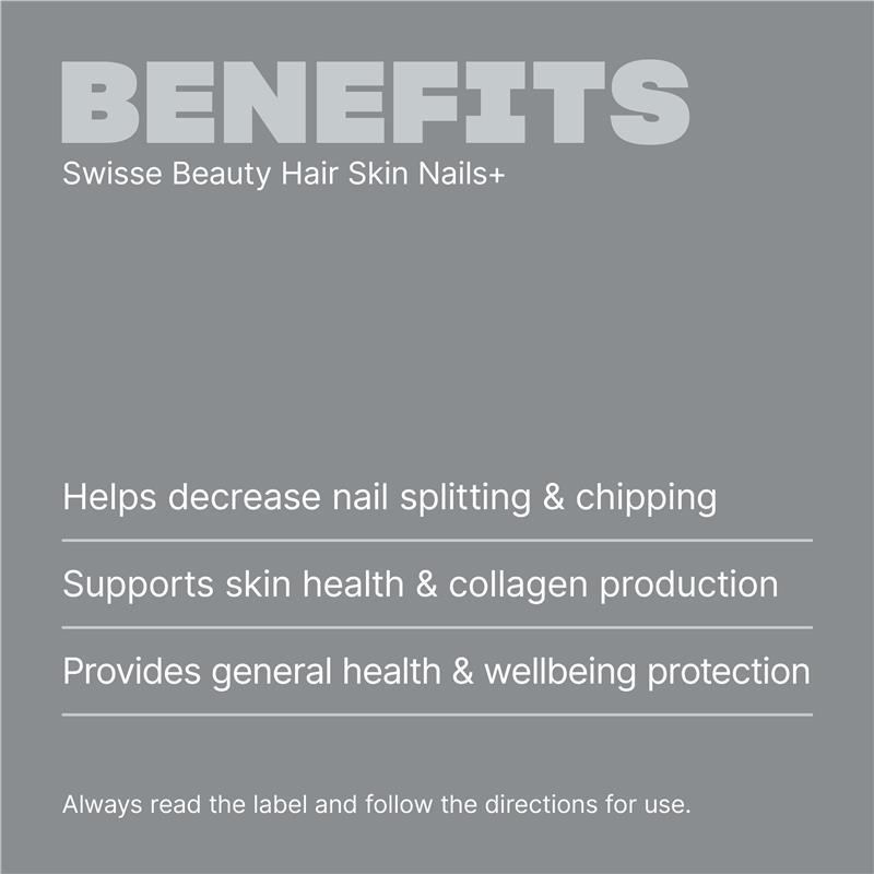 Swisse Beauty Hair Skin Nails+ - Supports Collagen Formation & Reduces Nail Splitting