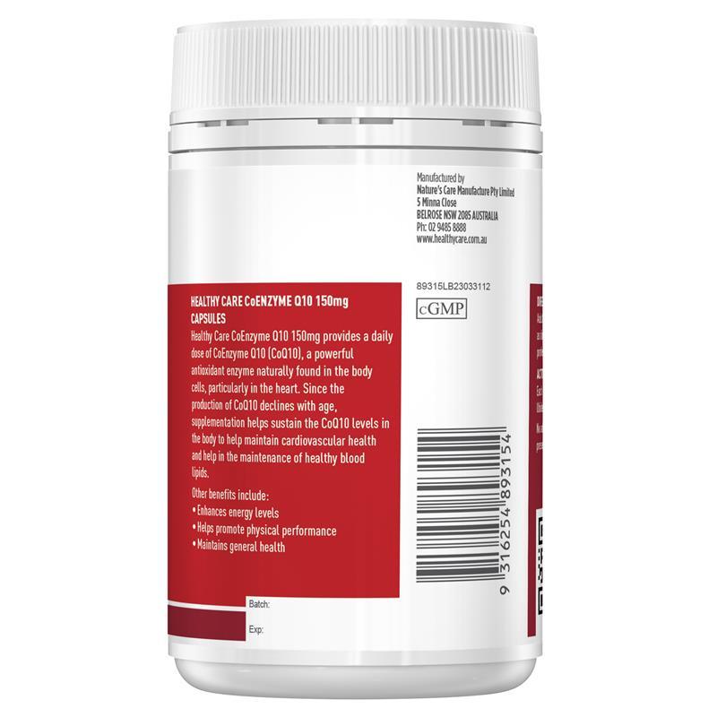 Healthy Care CoEnzyme Q10 150mg - 100 Capsules, red | Supports heart health - Image 3