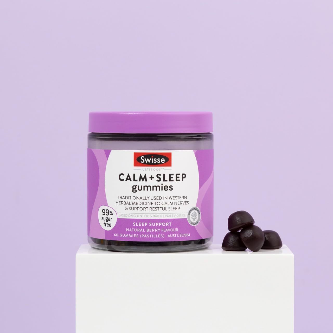 Swisse Ultiboost Calm + Sleep Gummies | Assists the Body in Coping with Stress | 60 Pack