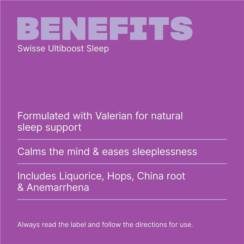 Swisse Ultiboost Sleep with Magnesium and Valerian - Helps Relieve Nervous Tension & Assists Natural, Restful Sleep
