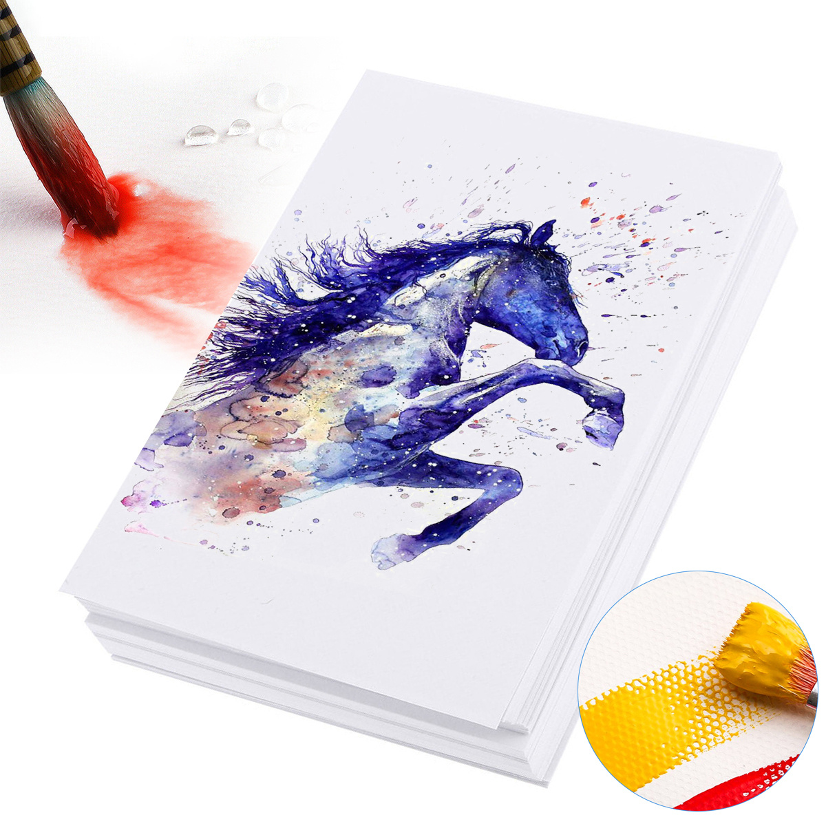 TEMU 100pcs A5 Sheets Watercolor Paper Bulk, Artists' Quality Cold Press Paper White Water Paper For Kids Child Students Adults Artists Drawing