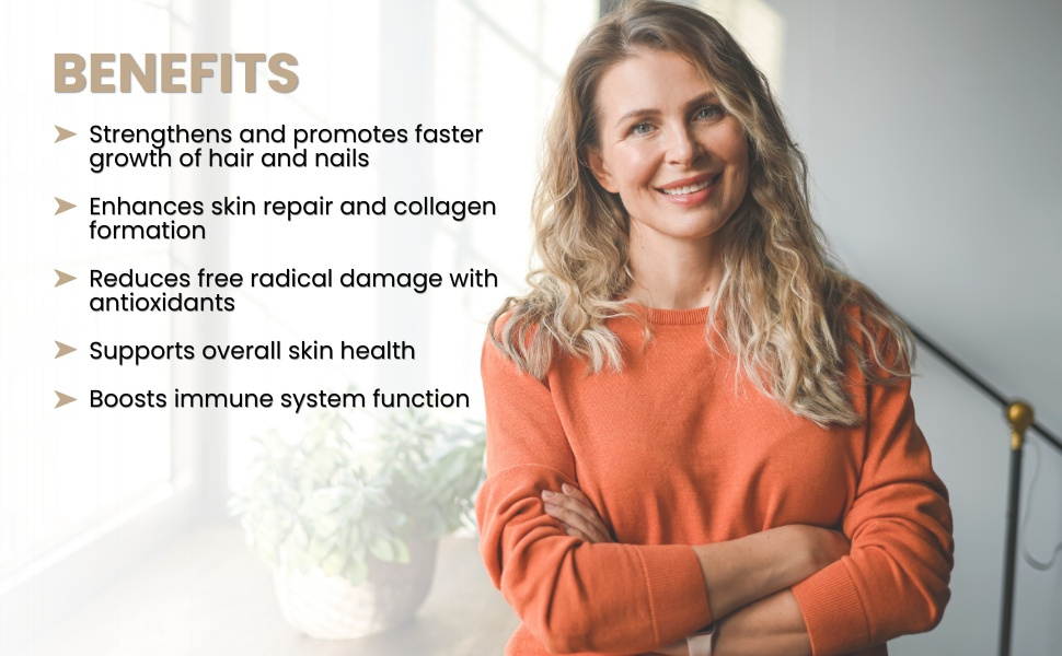 Healthy Care Super Hair, Skin and Nails Capsules - Infused with Biotin, Zinc & Vitamin C - Provides Enhanced Beauty and Promotes Skin Health - Premium Quality Dietary Supplement - 100 Capsules