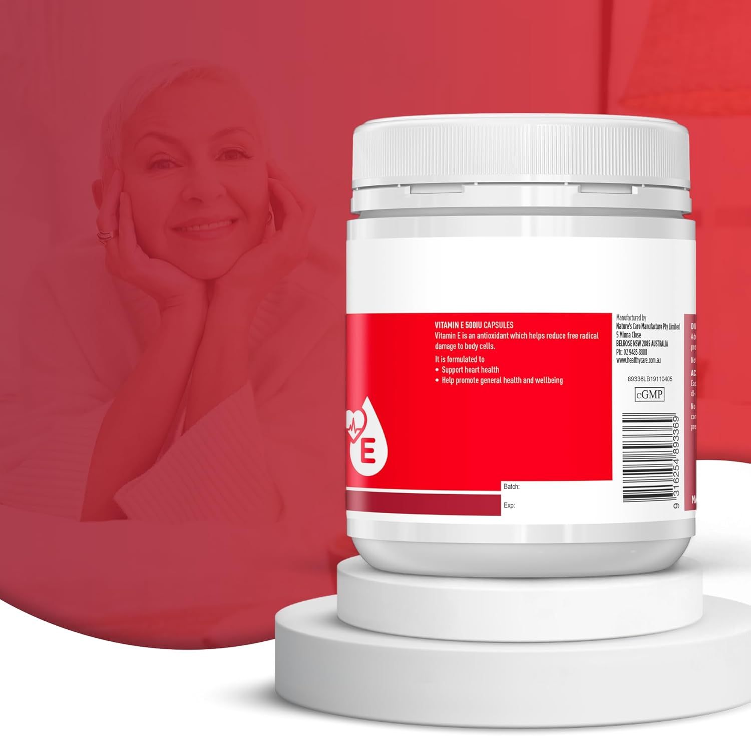 Healthy Care Vitamin E Capsule 500IU - Supports Heart Health and Provides Antioxidant Protection - Premium Quality Dietary Supplement - 200 Capsules