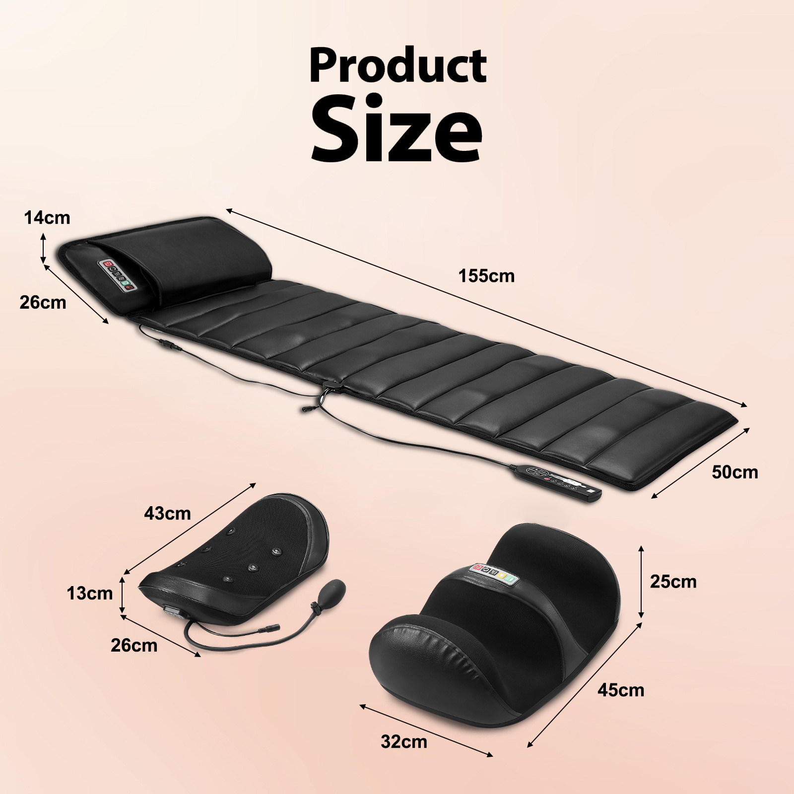 Maxkon Full Body Massage Mat Heated Foot Back Massager Shiatsu Vibration Lumbar Support Neck Leg Relax Electric Heating Pad Chair Recliner Seat Cushion