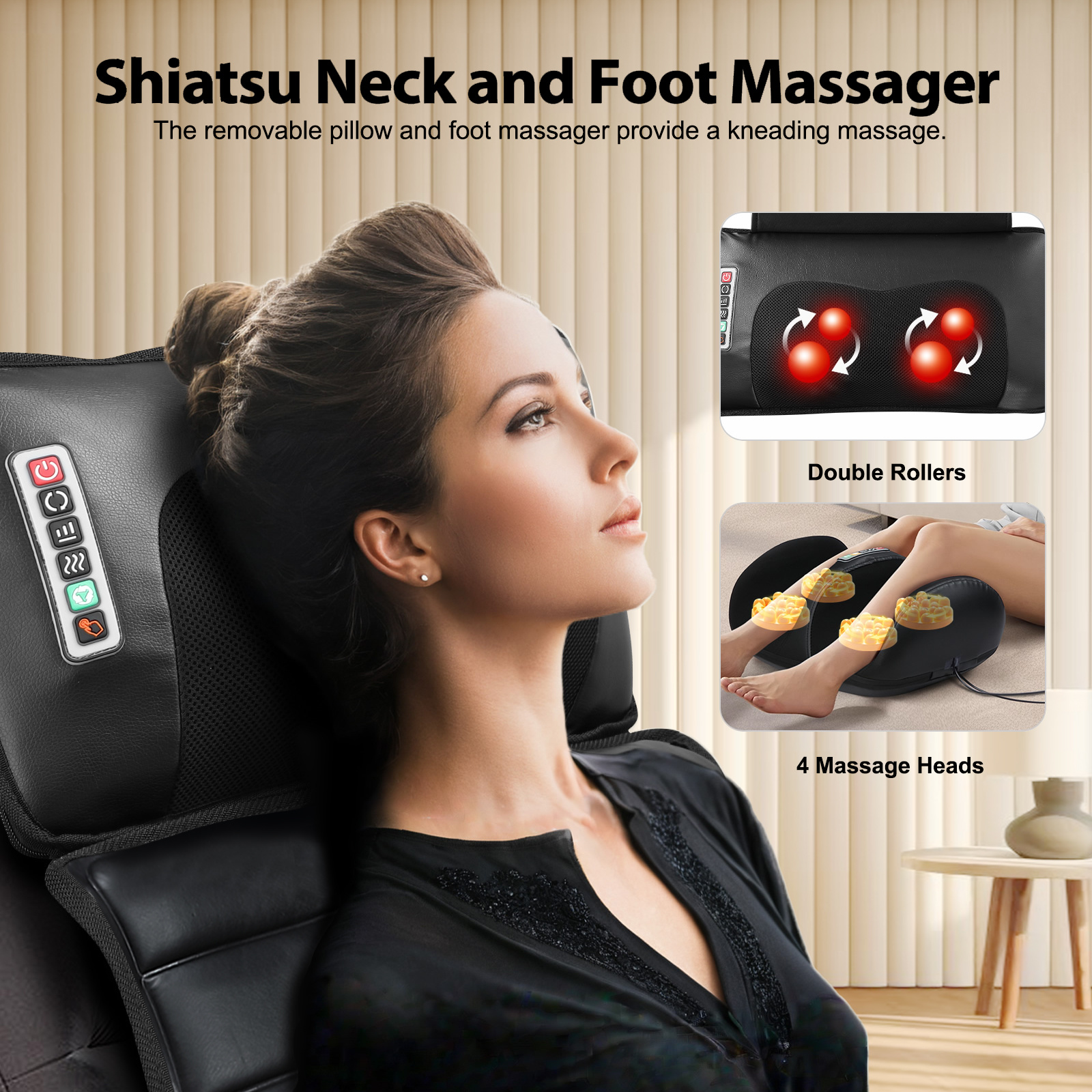 Maxkon Full Body Massage Mat Heated Foot Back Massager Shiatsu Vibration Lumbar Support Neck Leg Relax Electric Heating Pad Chair Recliner Seat Cushion
