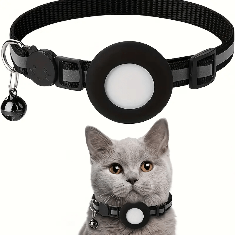 N.GRACIA 10PCS-Trackable Cat Collar with Airtag Holder - Reflective -Loss Collar, Detachable Bell, Compatible with iPhone, Nylon Pet ID Tag for Indoor/Outdoor Cats - Ideal Gift for Pet Owners, Detachable Cat Collar, Large Cat Collars for Indoor Cats, Collar for Cats, Cat Friendly Collar, Cat Collar, Waterproof Case, Safetyconscious Owners