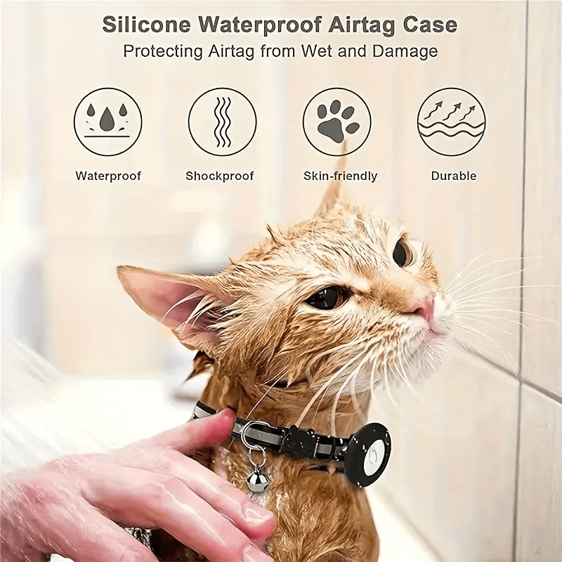 N.GRACIA 10PCS-Trackable Cat Collar with Airtag Holder - Reflective -Loss Collar, Detachable Bell, Compatible with iPhone, Nylon Pet ID Tag for Indoor/Outdoor Cats - Ideal Gift for Pet Owners, Detachable Cat Collar, Large Cat Collars for Indoor Cats, Collar for Cats, Cat Friendly Collar, Cat Collar, Waterproof Case, Safetyconscious Owners
