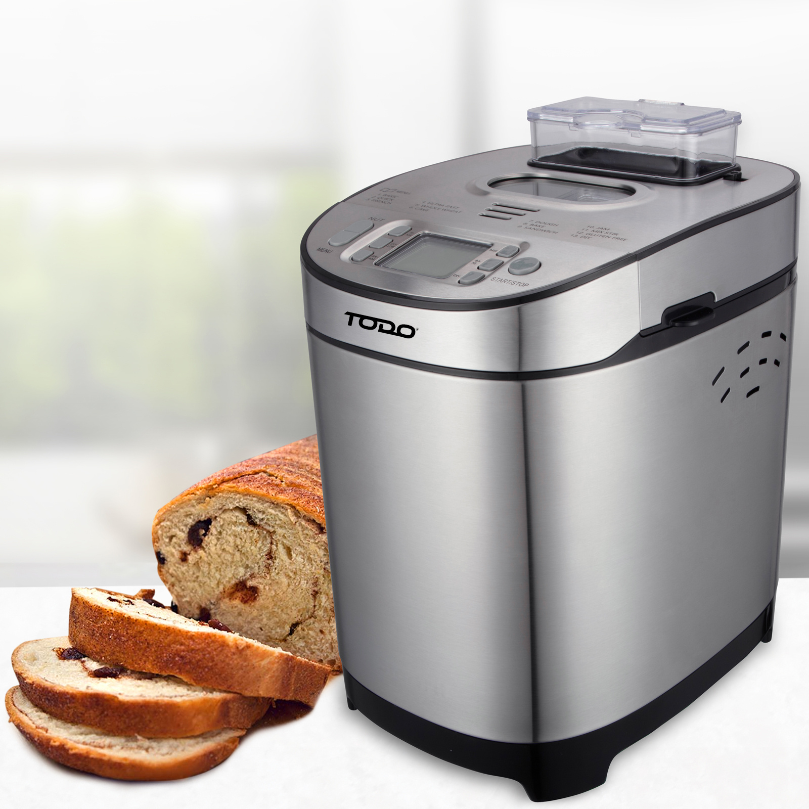 TEMU Stainless Steel Bread Maker 13 Programs Menu 550w Nut Dispenser Function