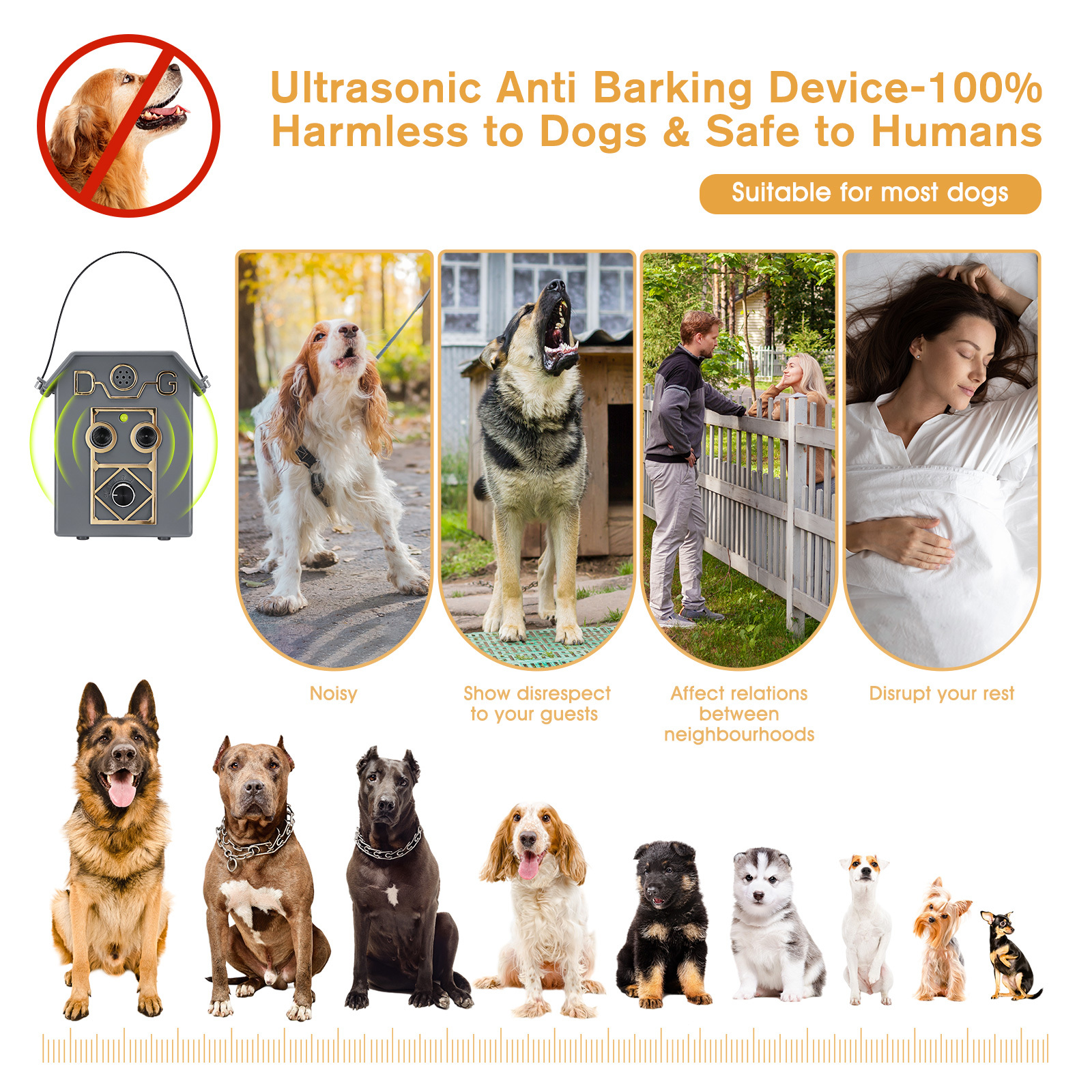 Pet Scene Dog Anti Barking Device Stopper Clicker Ultrasonic Stop Bark Repeller Deterrent Control Silencer 15m Range 4 Levels Birdhouse Shape