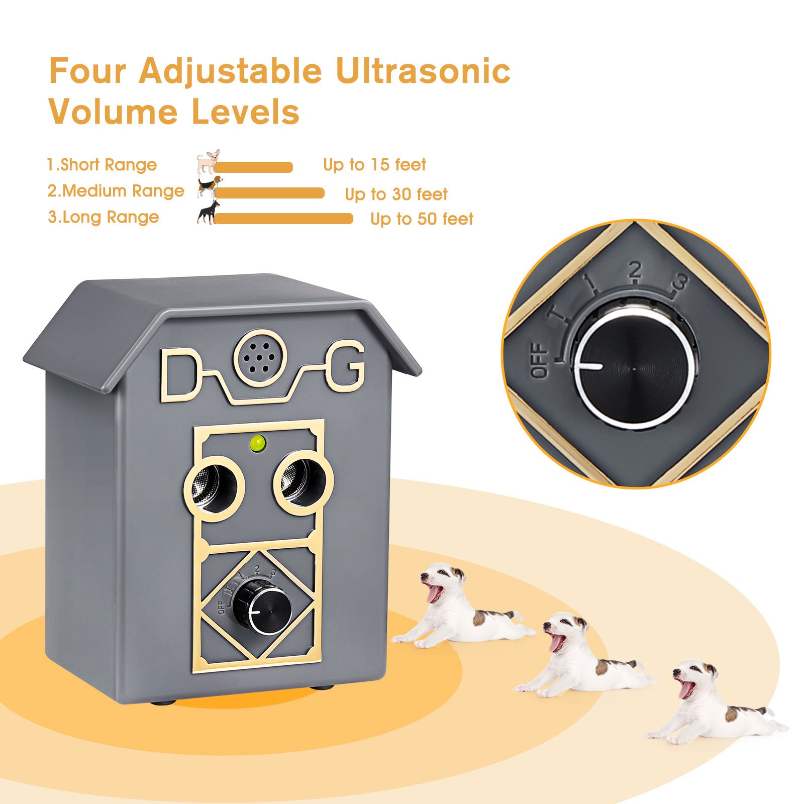 Pet Scene Dog Anti Barking Device Stopper Clicker Ultrasonic Stop Bark Repeller Deterrent Control Silencer 15m Range 4 Levels Birdhouse Shape