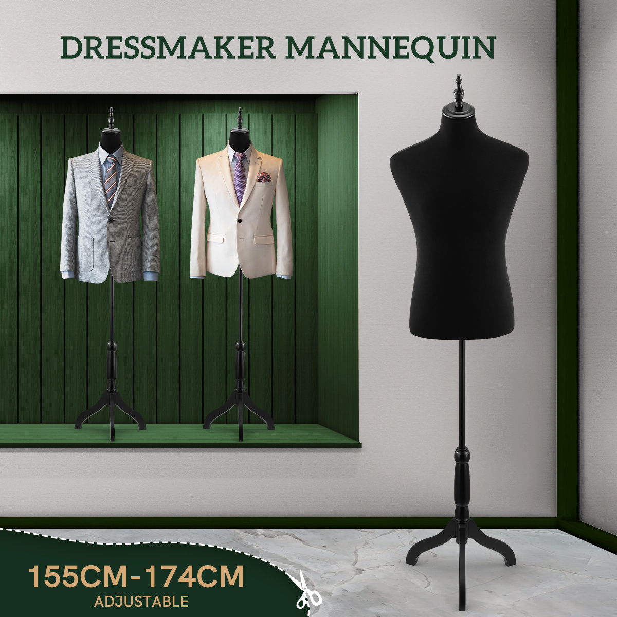     dress form torso dressmakers dummy manikin display stand tripod base 155 174 