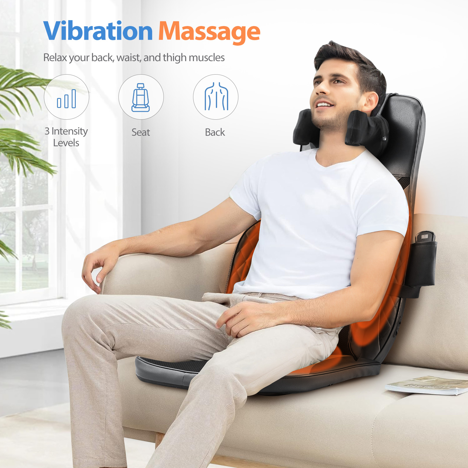 Maxkon Full Body Massage Cushion Chair Back Neck Massager Seat Shiatsu Massaging Pad Vibration Heat Kneading Rolling with Remote Pillow