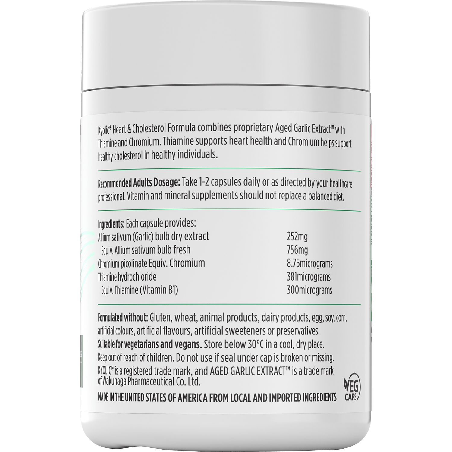 NUTRALIFE KYOLIC AGED GARLIC EXTRACT HEART & CHOLESTEROL FORMULA 120caps