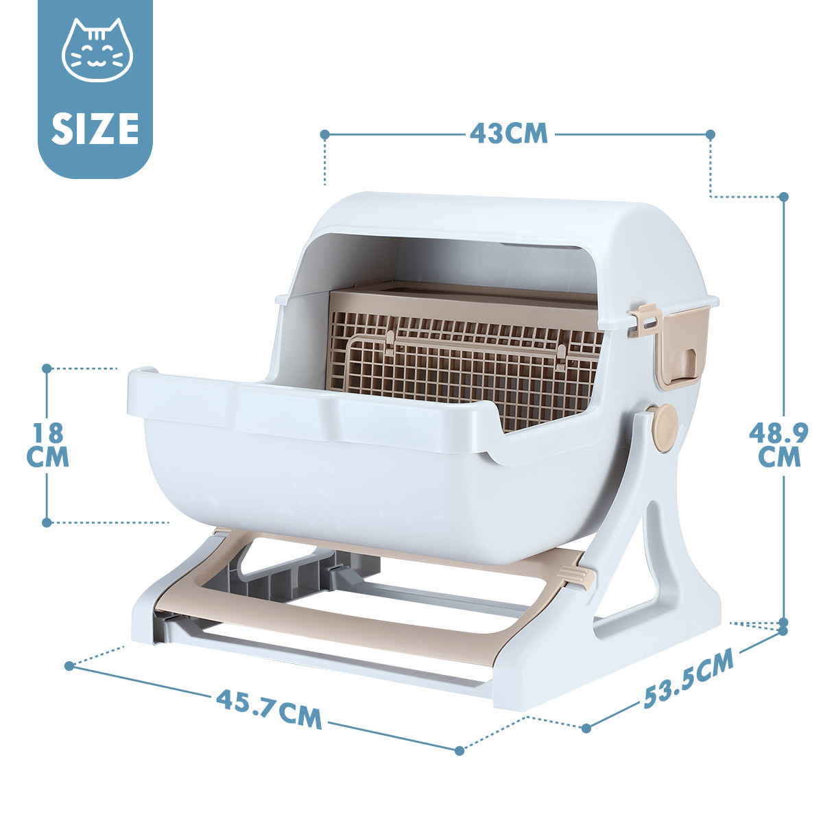 Pet Scene Cat Litter Box Large Hooded Tray Kitty Semi Automatic Toilet Pet Furniture Training