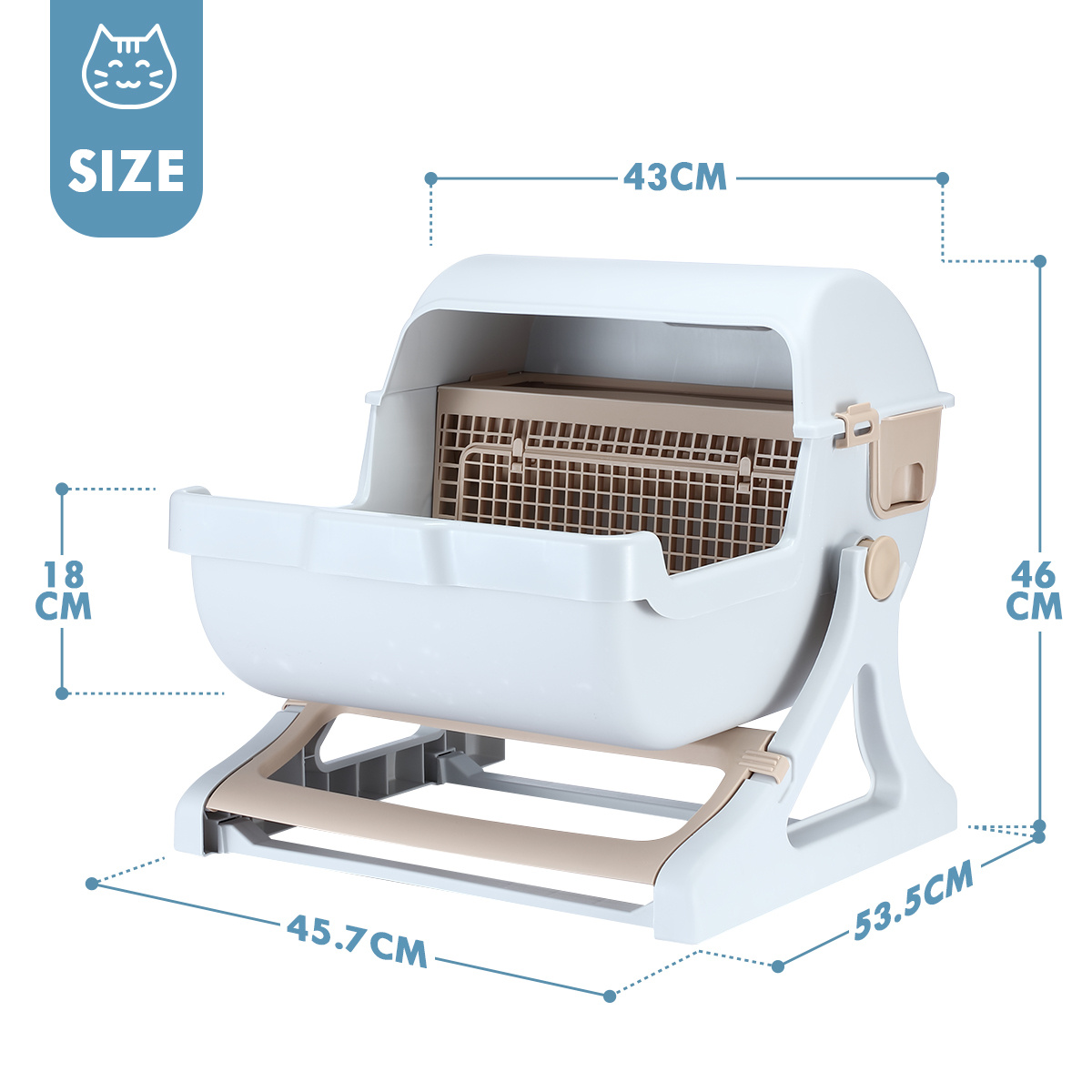 Pet Scene Cat Litter Box Large Hooded Tray Kitty Semi Automatic Toilet Pet Furniture Training